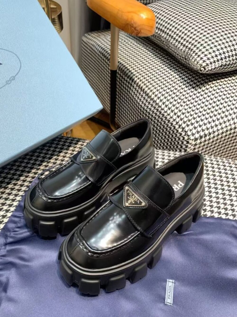 Prada Classic Black Chunky Sole Loafers